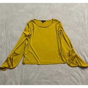 INC Bell Sleeve Top Gold Long Sleeve‎ Blouse Party Cocktail Top Size M